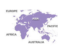 Map of South America, Europe, Asia, Africa, Australia, Pacific